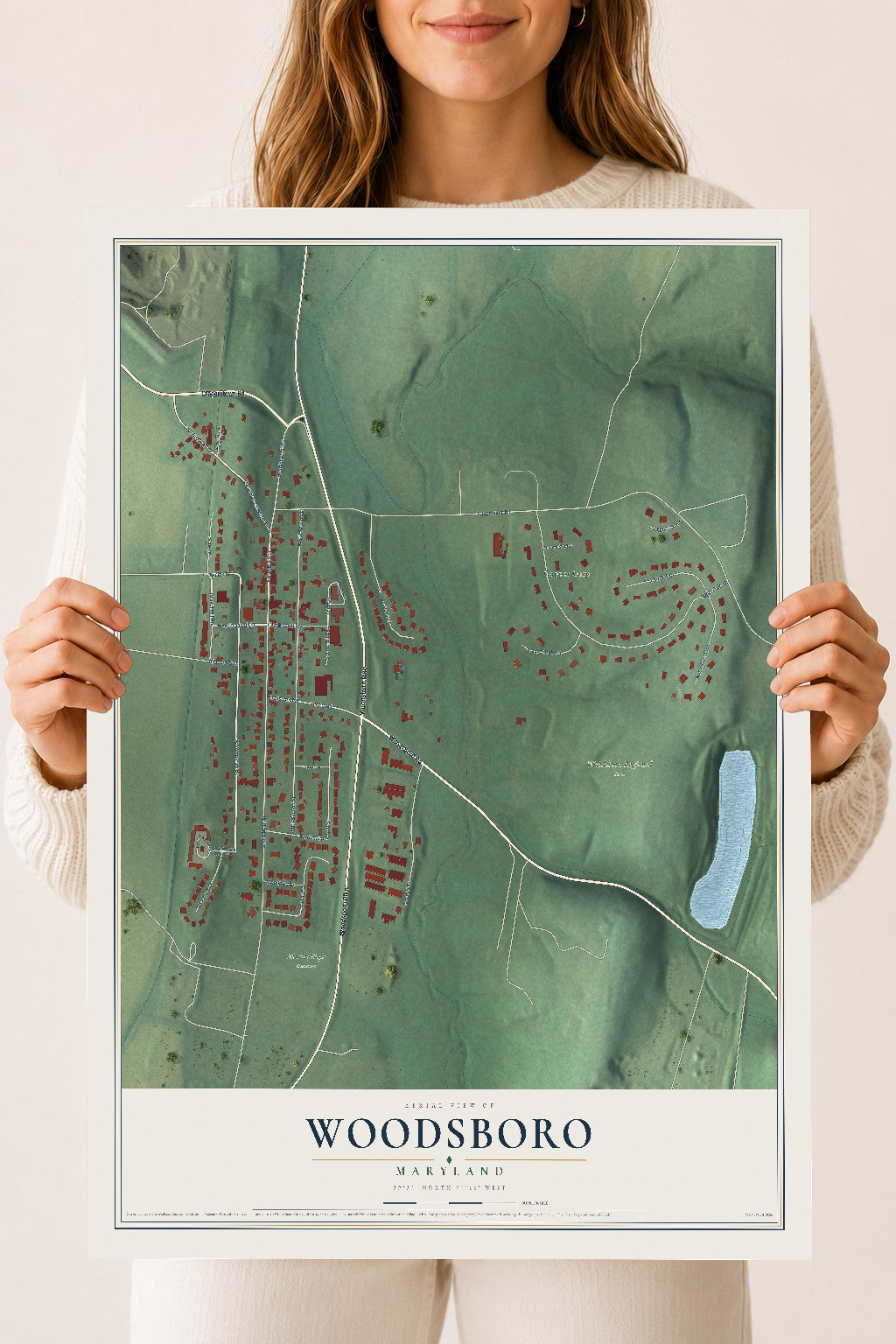 Map of Woodsboro, Maryland, 18 x 24 inch unframed archival matte print