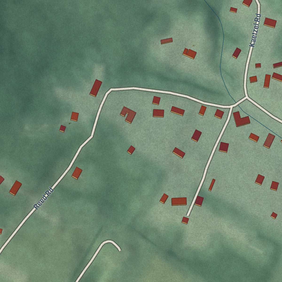 Close-up of the map of Yarrowsburg, Maryland print showing street and building detail