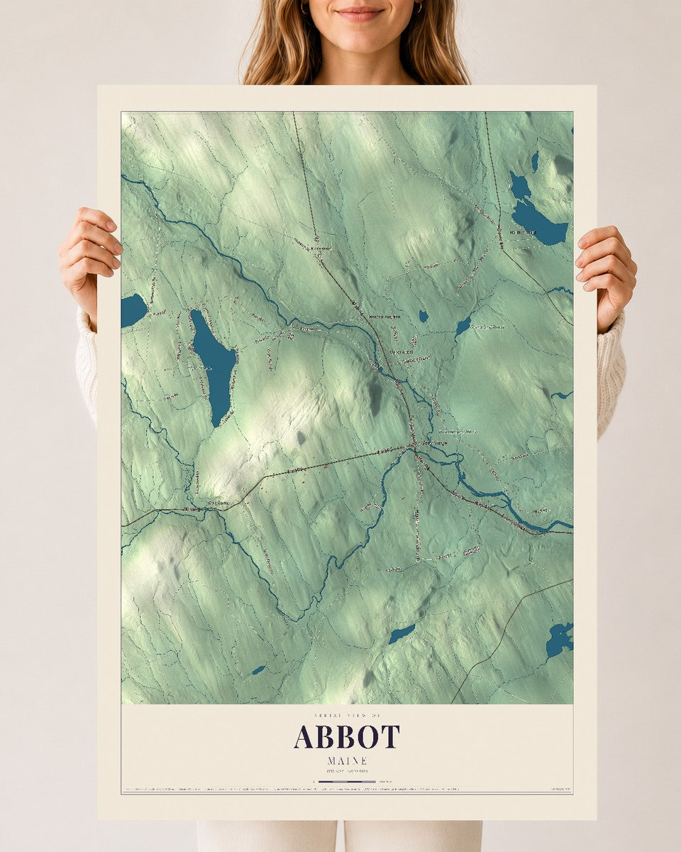 Abbot, Maine map print - 24 x 36 archival matte print