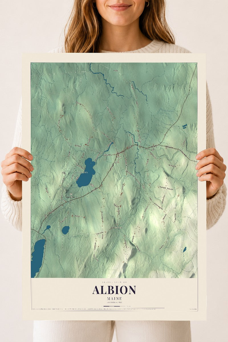 Albion, Maine map print - 18 x 24 archival matte print