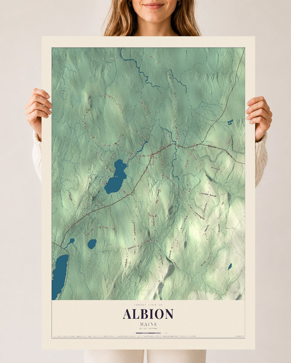 Albion, Maine map print - 24 x 36 archival matte print
