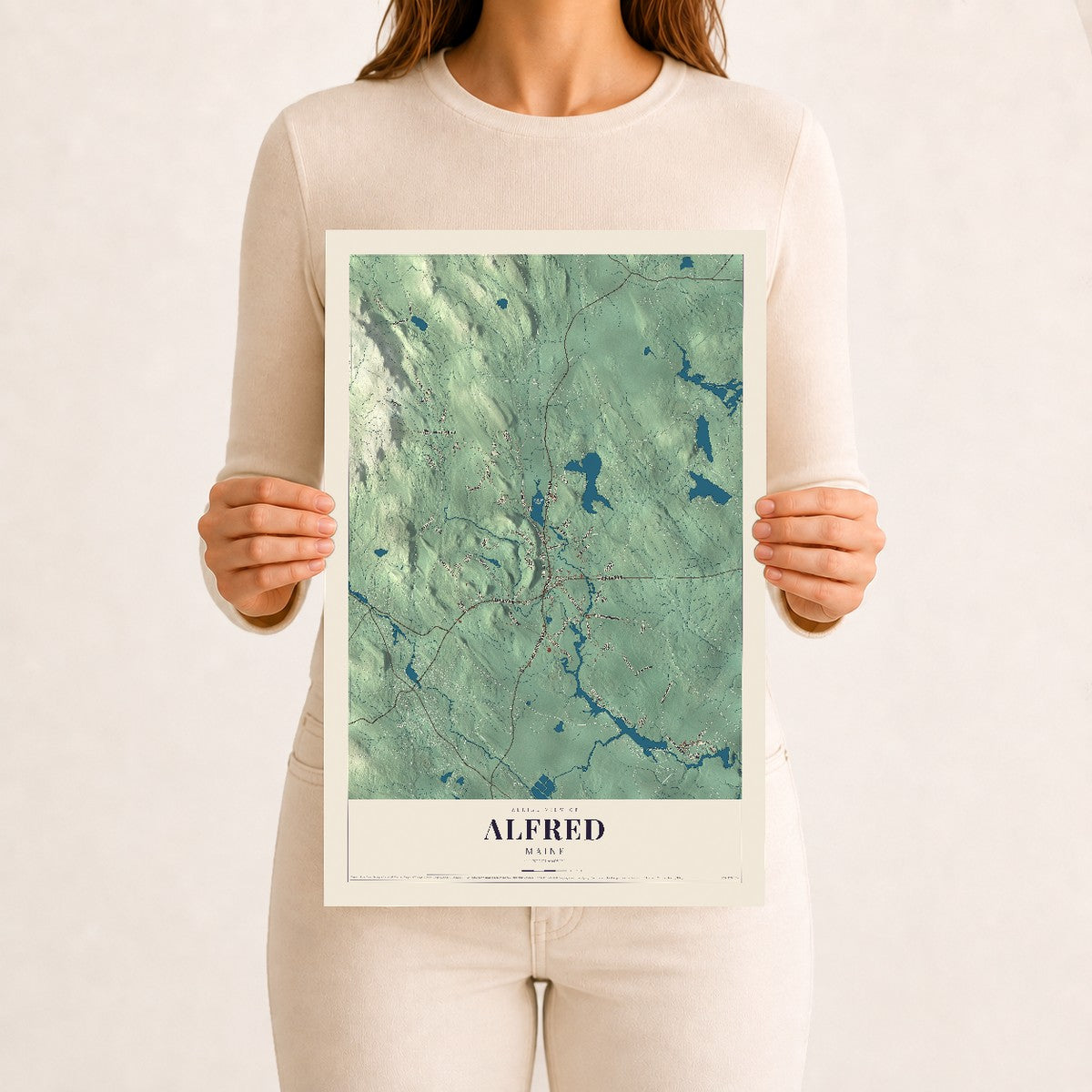 Alfred, Maine map print - 12 x 18 archival matte print