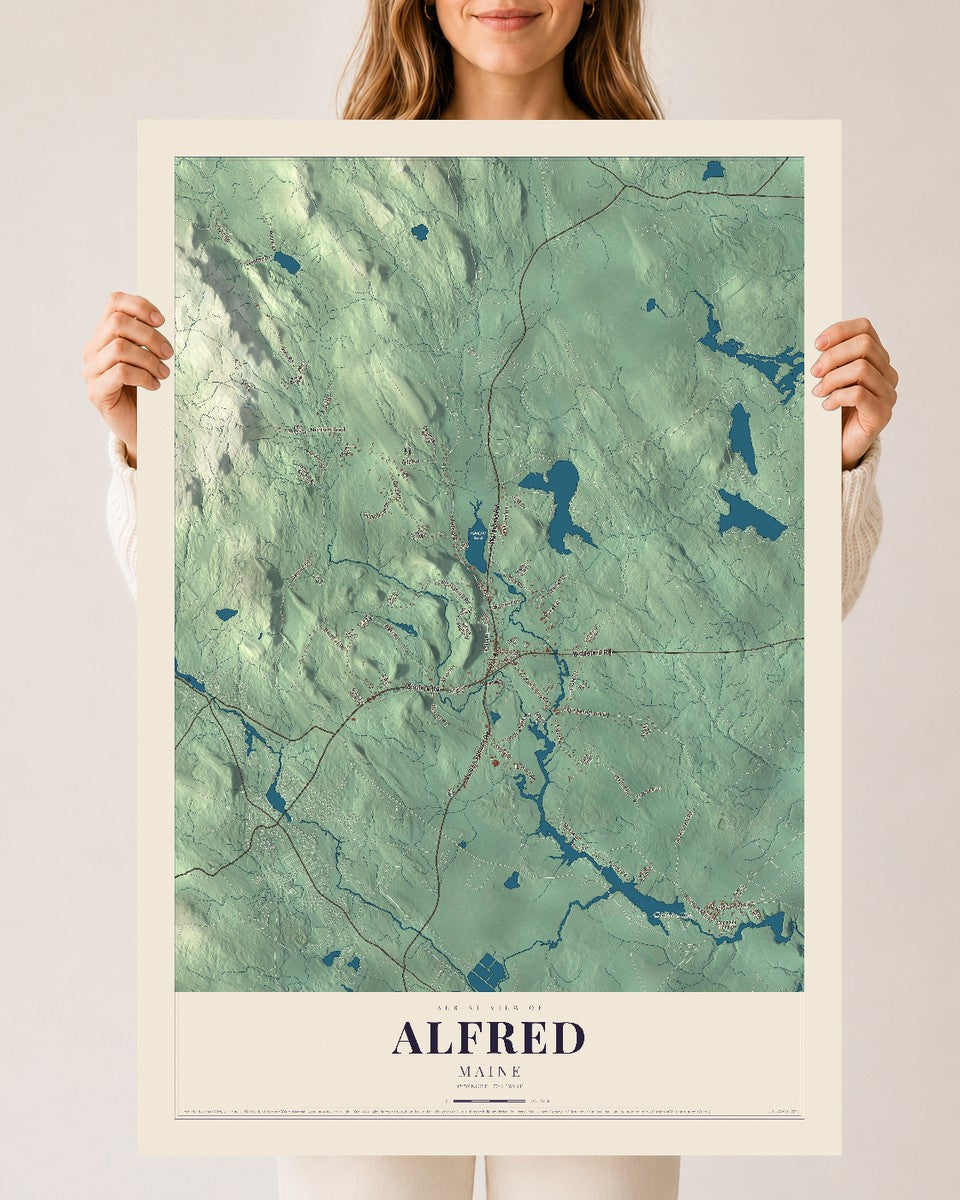 Alfred, Maine map print - 24 x 36 archival matte print