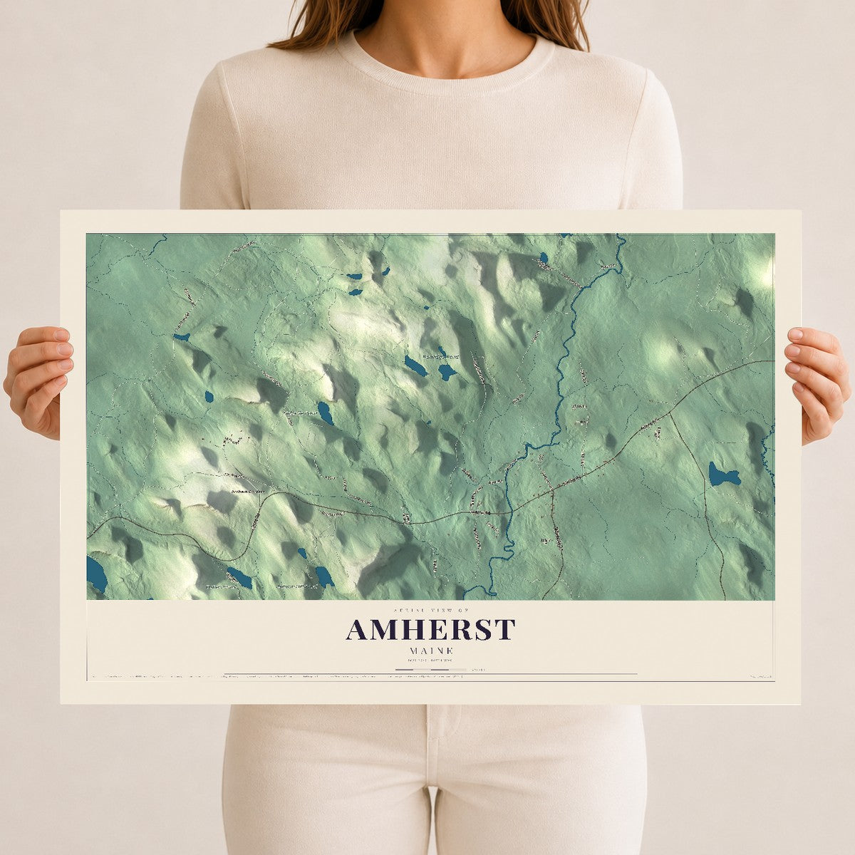 Amherst, Maine map print - 12 x 18 archival matte print