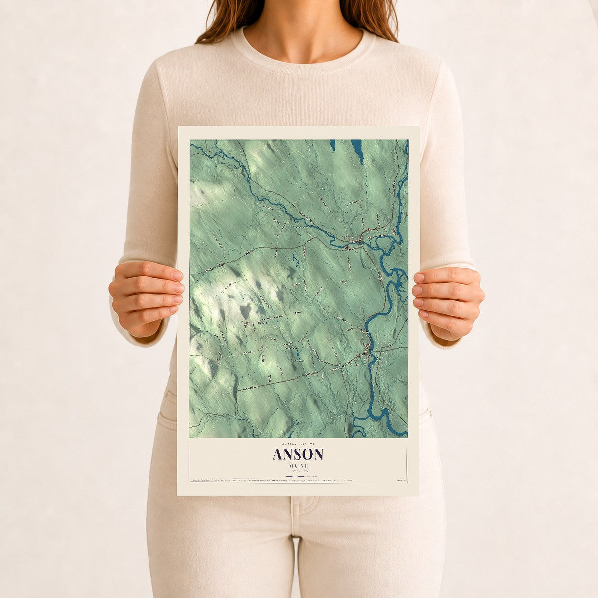 Anson, Maine map print - 12 x 18 archival matte print