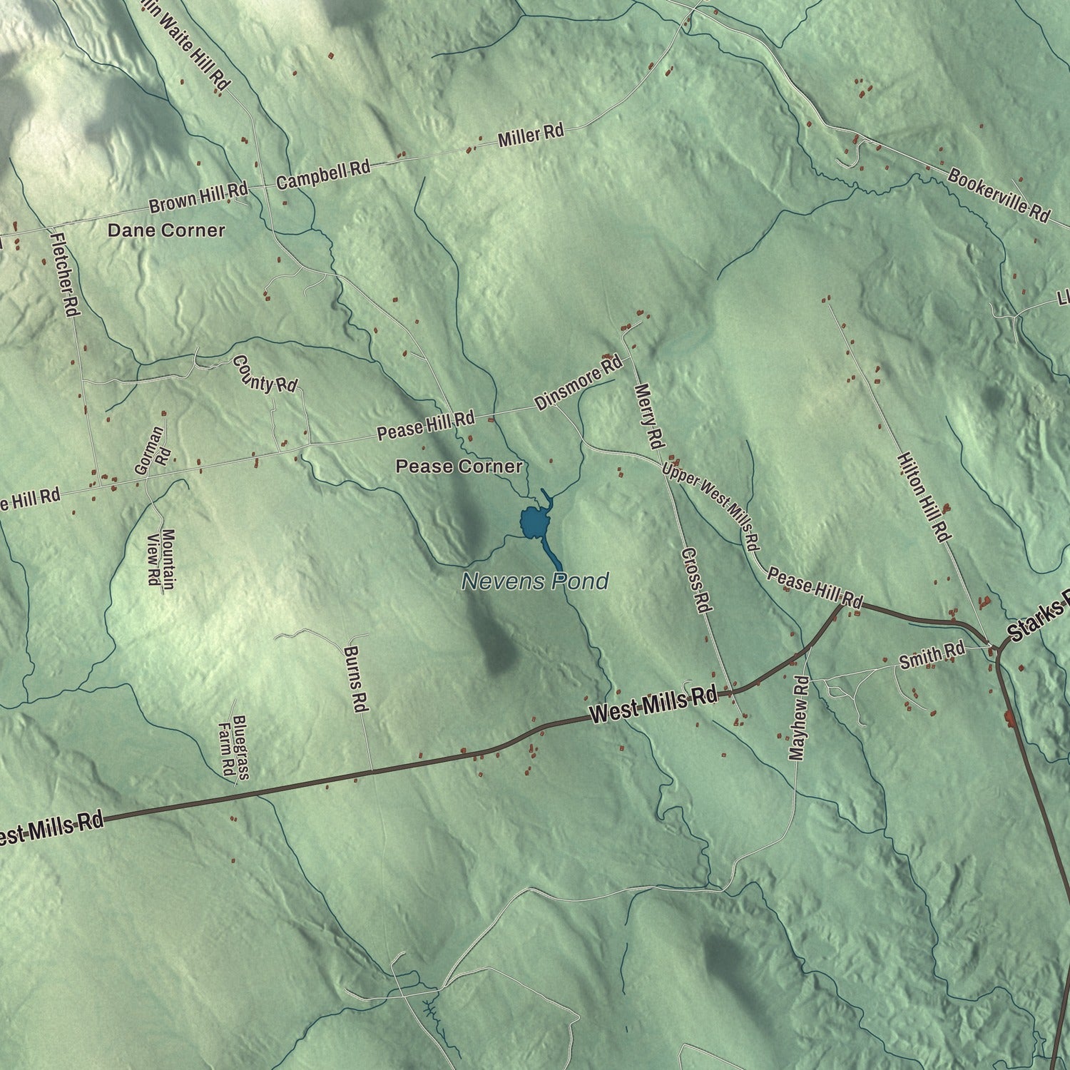 Terrain and local geography detail from the Anson, Maine map