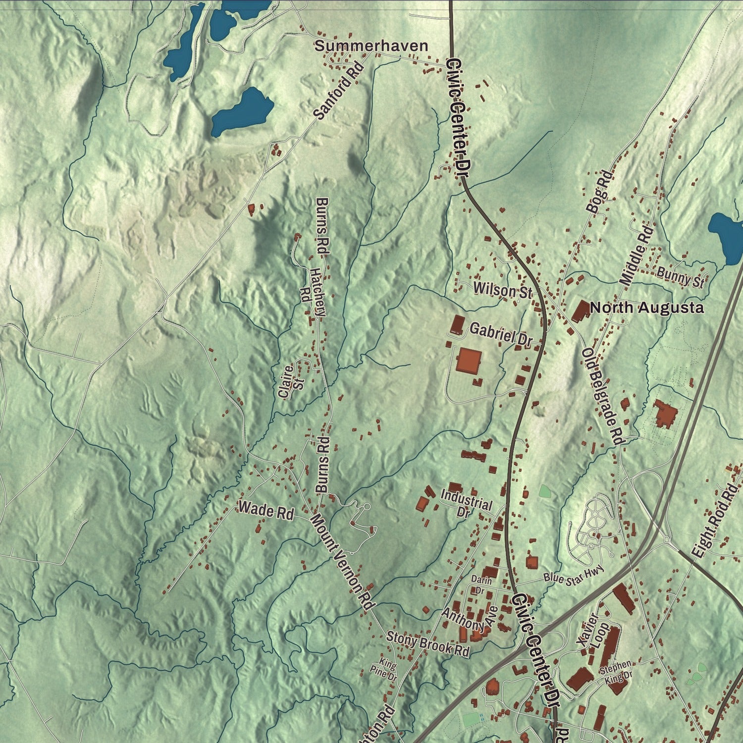 Street and neighborhood detail from the Augusta, Maine map
