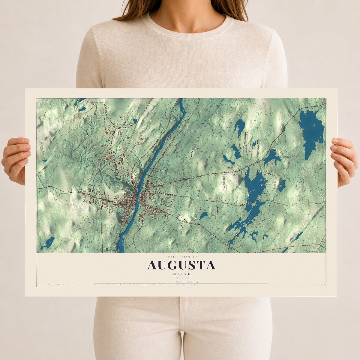 Augusta, Maine map print - 12 x 18 archival matte print