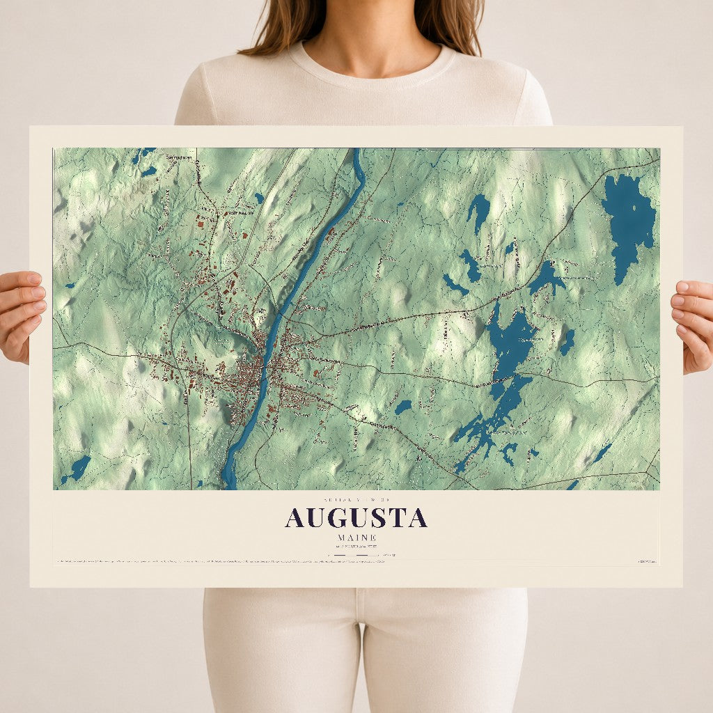 Augusta, Maine map print - 18 x 24 archival matte print