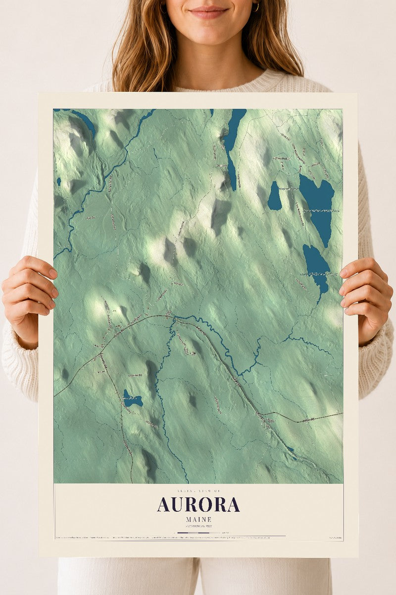 Aurora, Maine map print - 18 x 24 archival matte print
