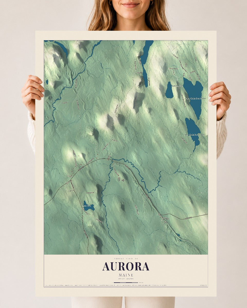 Aurora, Maine map print - 24 x 36 archival matte print