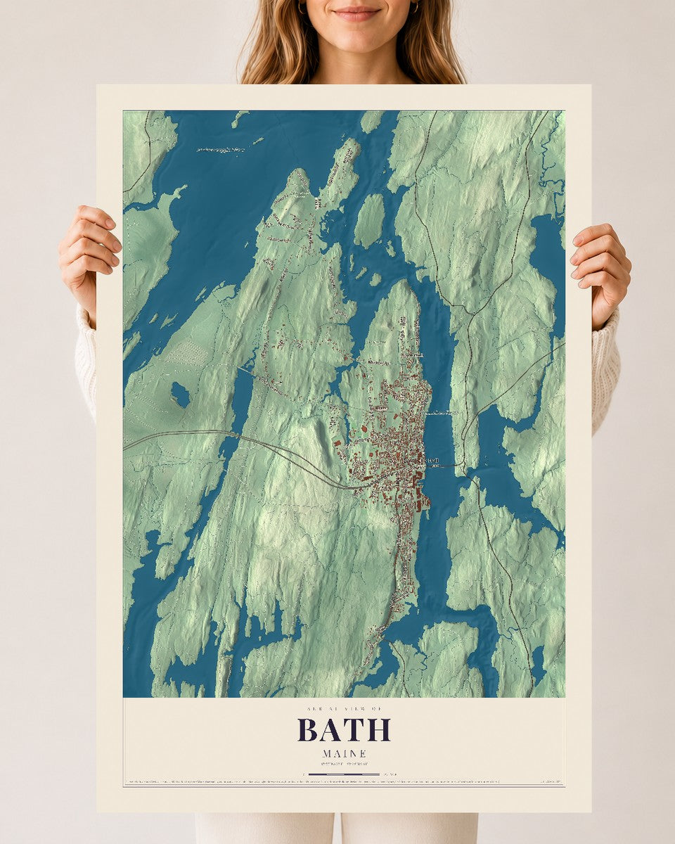 Bath, Maine map print - 24 x 36 archival matte print