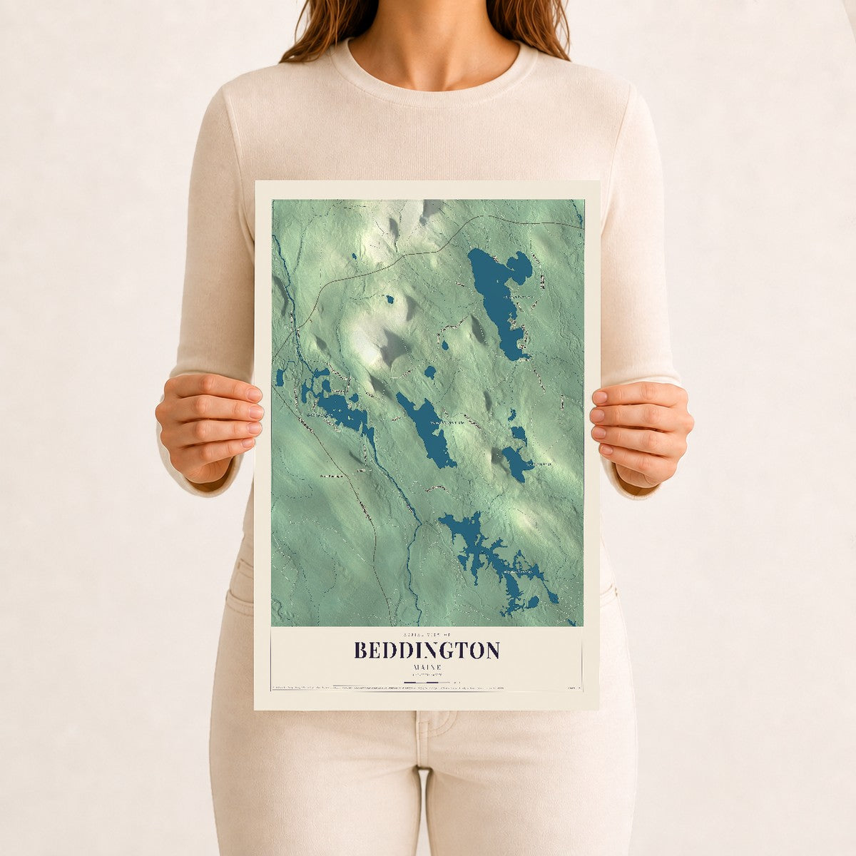 Beddington, Maine map print - 12 x 18 archival matte print