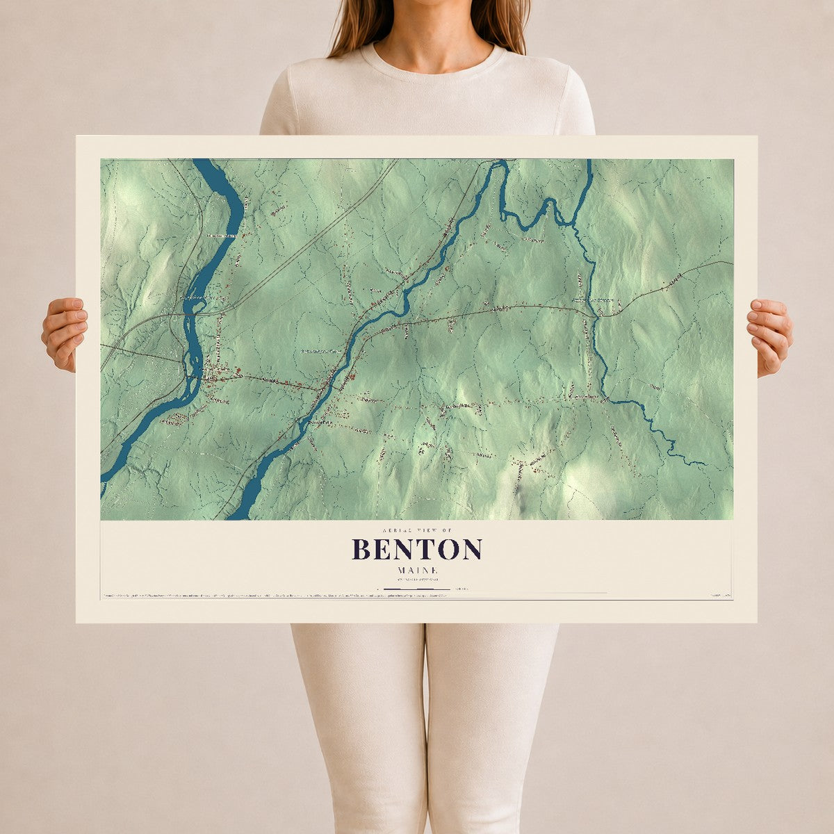 Benton, Maine map print - 24 x 36 archival matte print