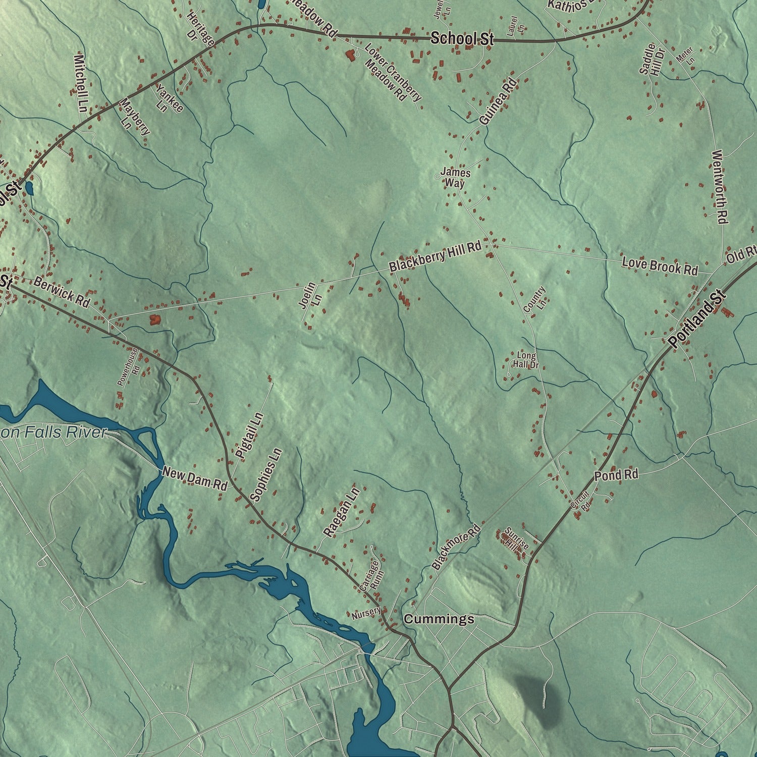 Street and neighborhood detail from the Berwick, Maine map