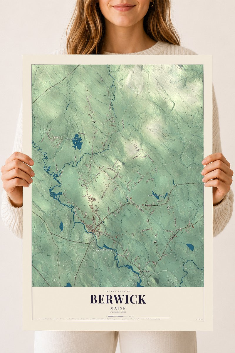 Berwick, Maine map print - 18 x 24 archival matte print