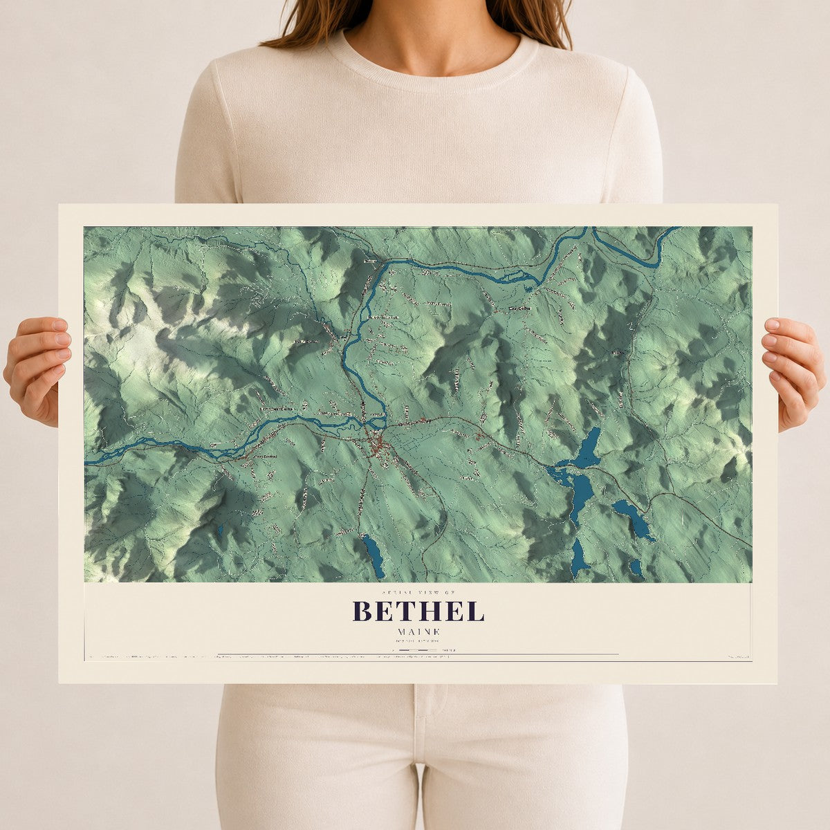 Bethel, Maine map print - 12 x 18 archival matte print
