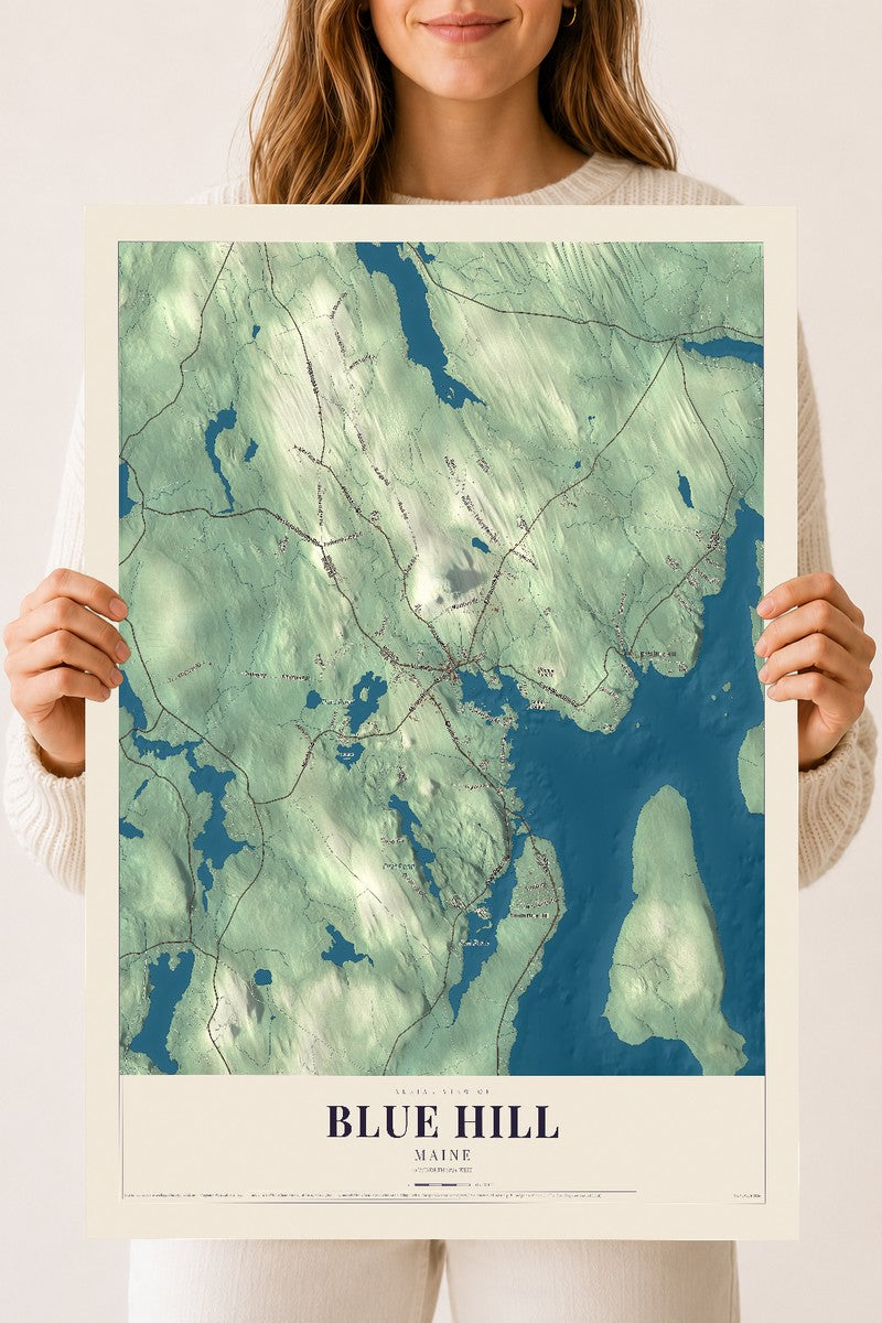 Blue Hill, Maine map print - 18 x 24 archival matte print