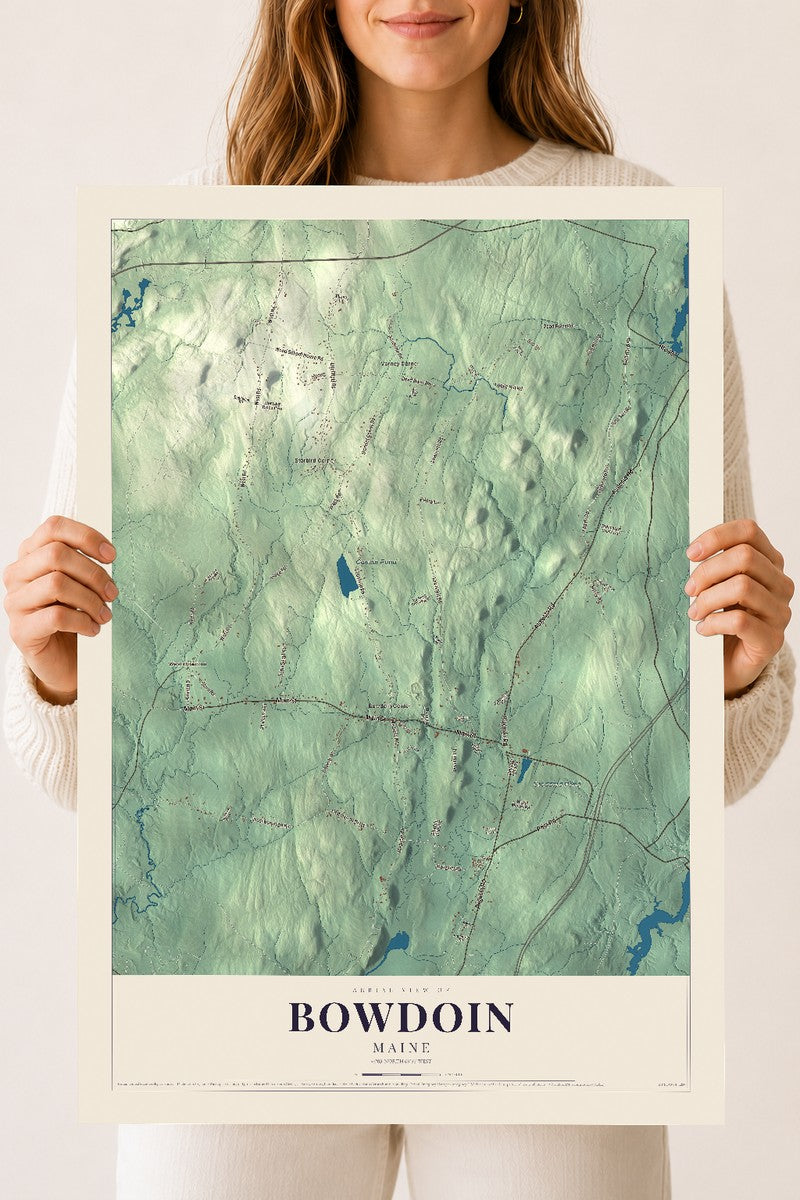 Bowdoin, Maine map print - 18 x 24 archival matte print