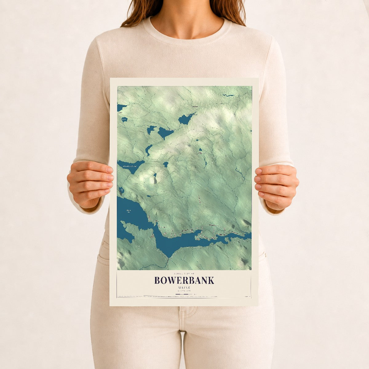 Bowerbank, Maine map print - 12 x 18 archival matte print