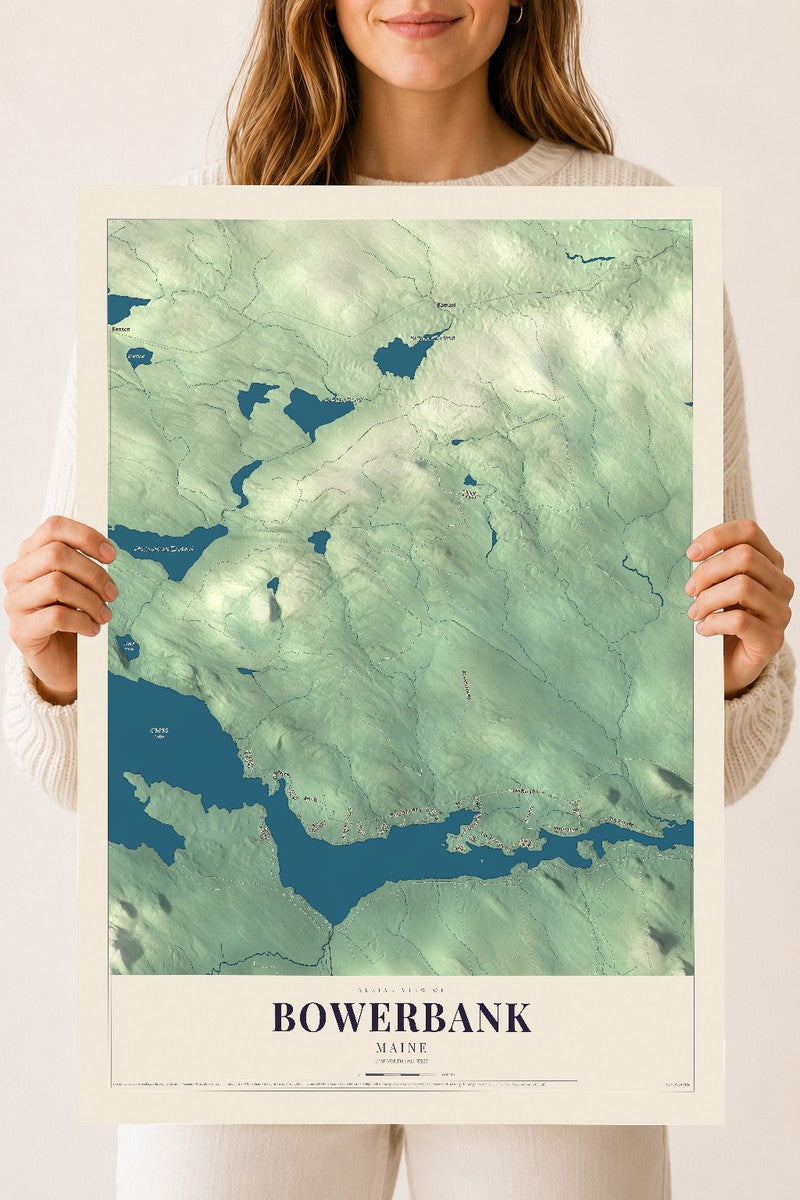 Bowerbank, Maine map print - 18 x 24 archival matte print