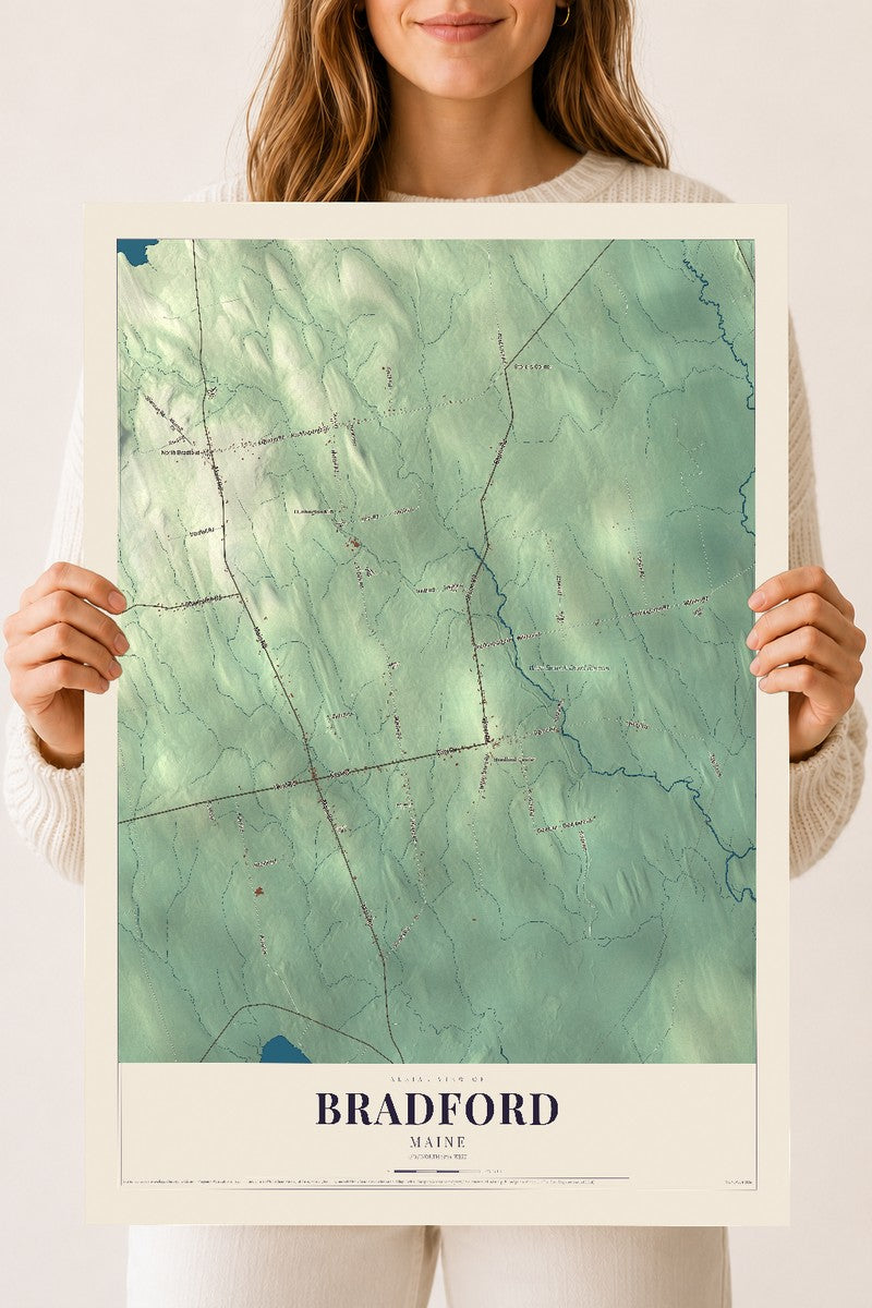 Bradford, Maine map print - 18 x 24 archival matte print