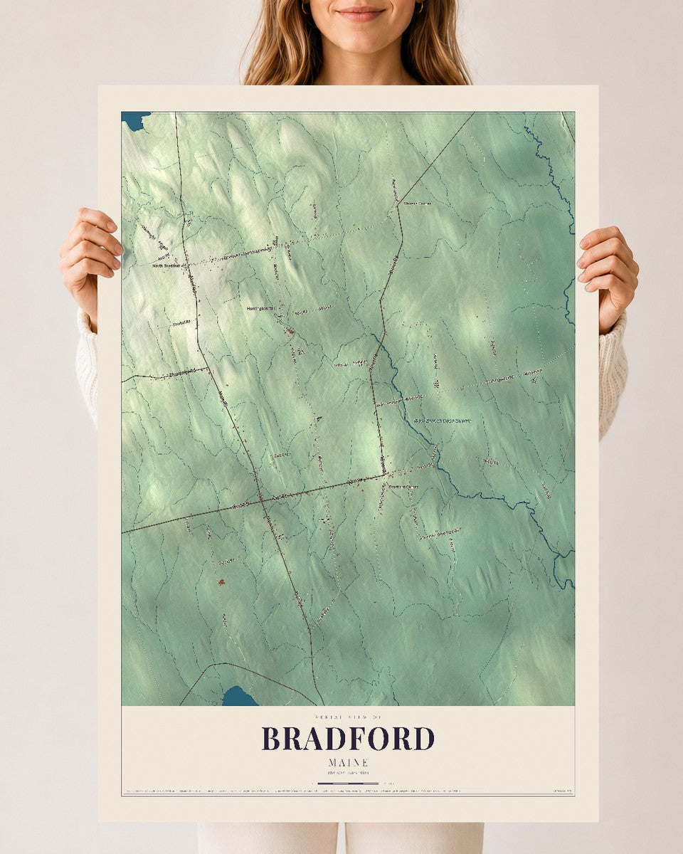 Bradford, Maine map print - 24 x 36 archival matte print