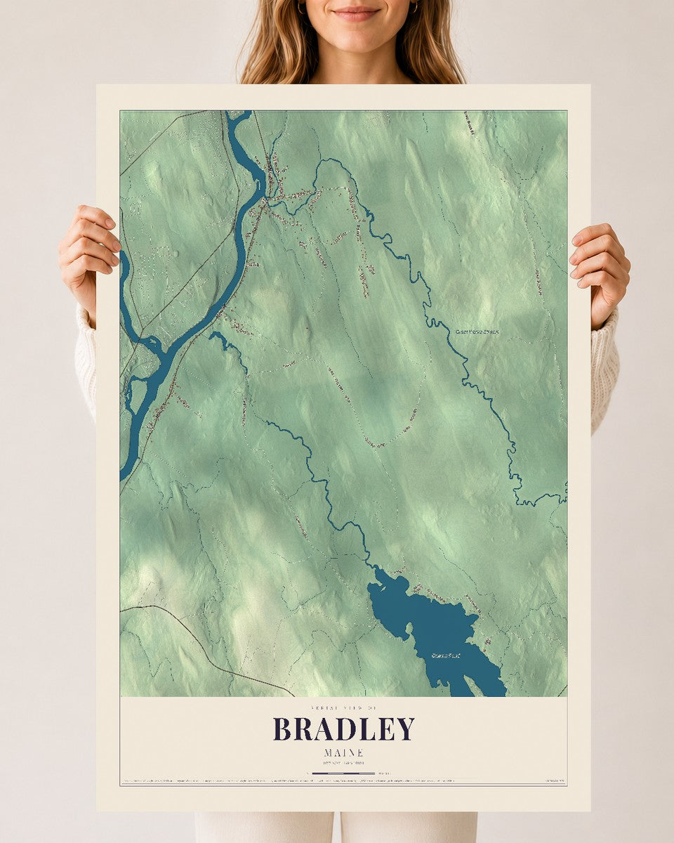 Bradley, Maine map print - 24 x 36 archival matte print