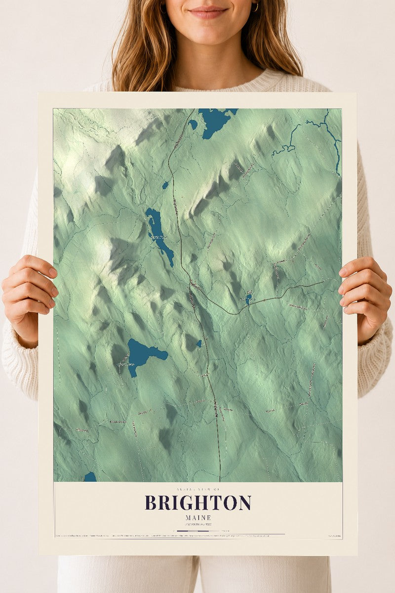 Brighton, Maine map print - 18 x 24 archival matte print