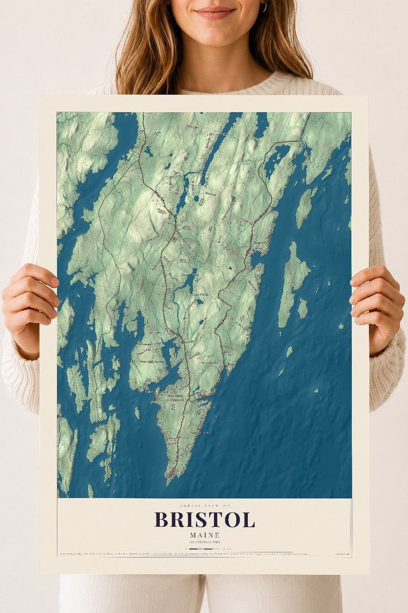 Bristol, Maine map print - 18 x 24 archival matte print