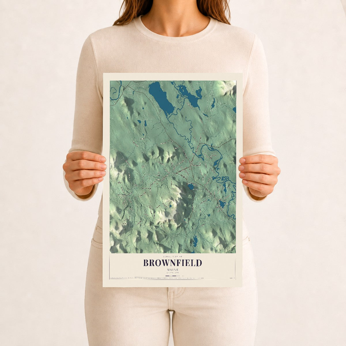 Brownfield, Maine map print - 12 x 18 archival matte print