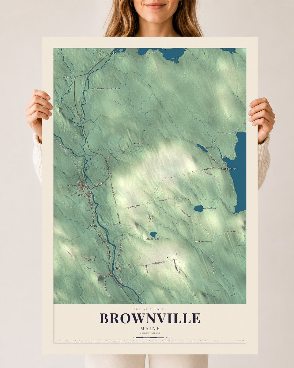 Brownville, Maine map print - 24 x 36 archival matte print