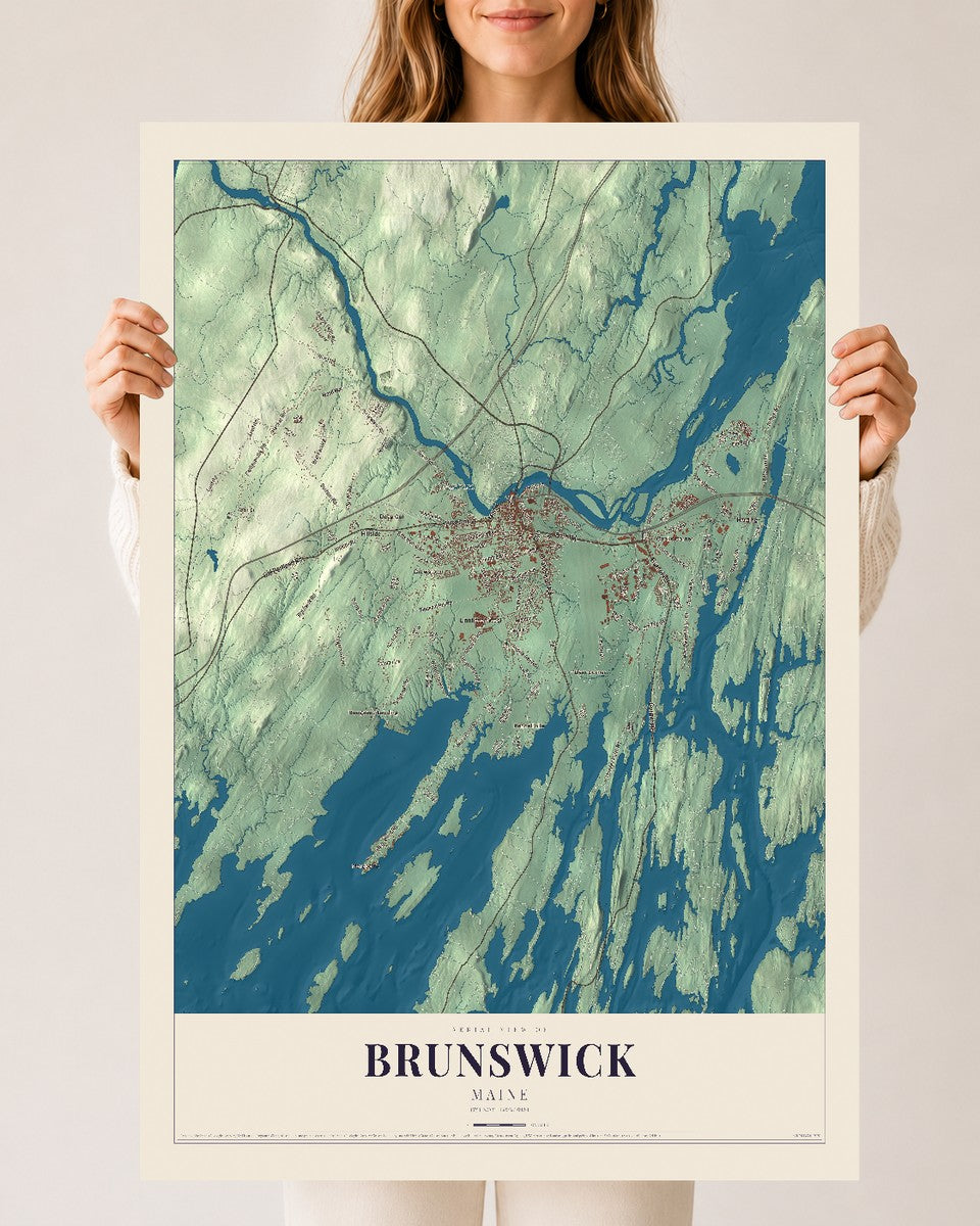 Brunswick, Maine map print - 24 x 36 archival matte print