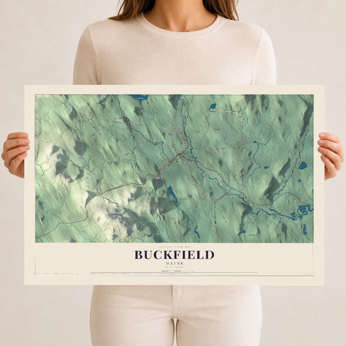 Buckfield, Maine map print - 12 x 18 archival matte print