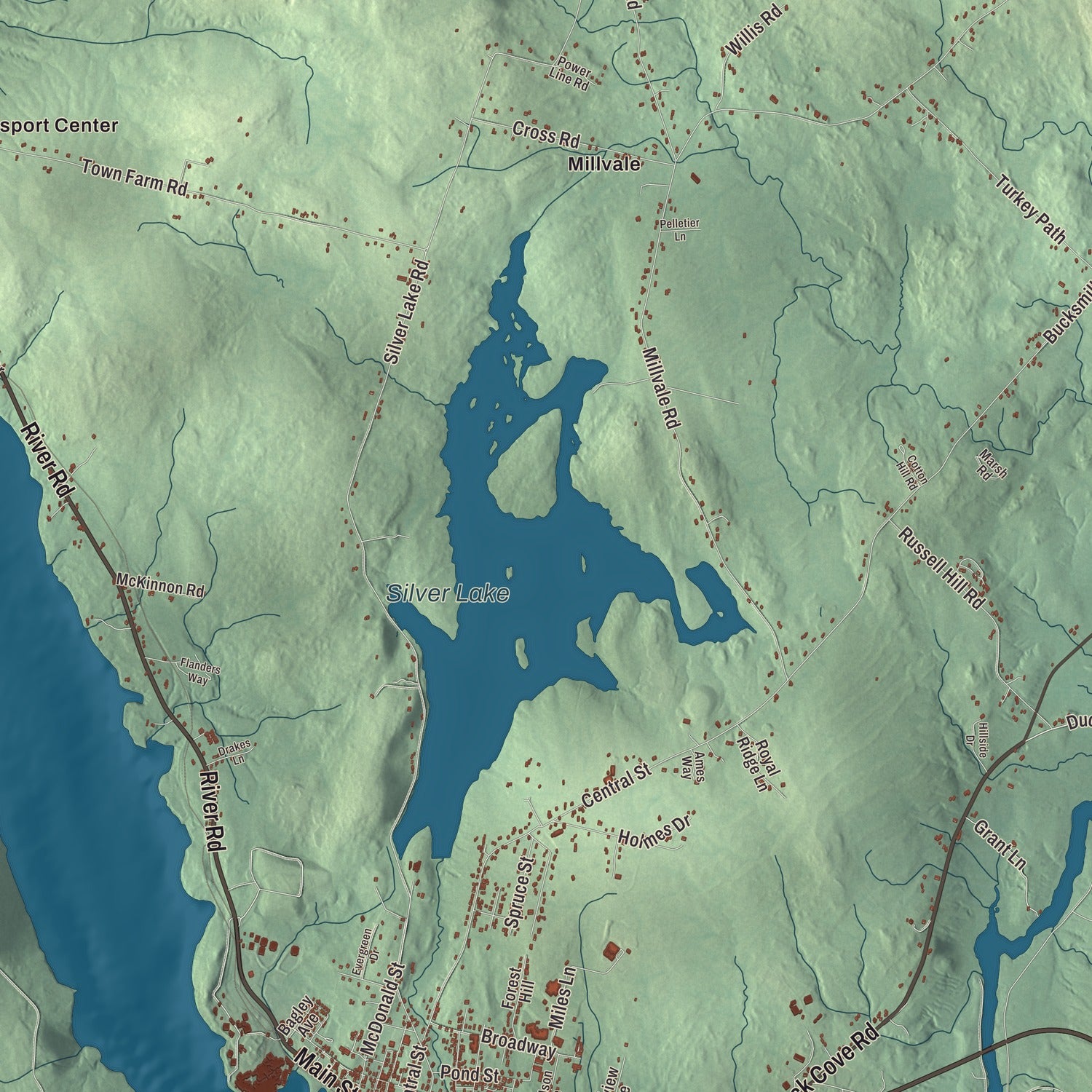 Terrain and local geography detail from the Bucksport, Maine map