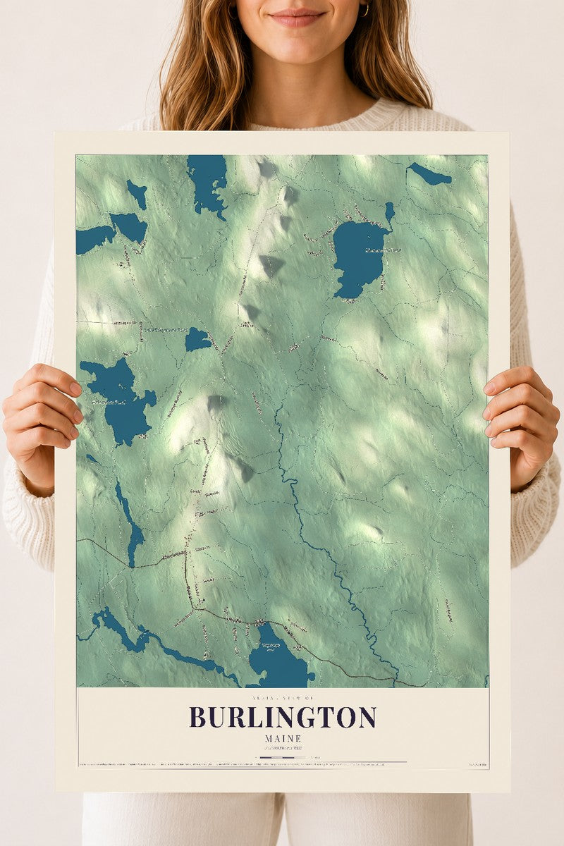 Burlington, Maine map print - 18 x 24 archival matte print