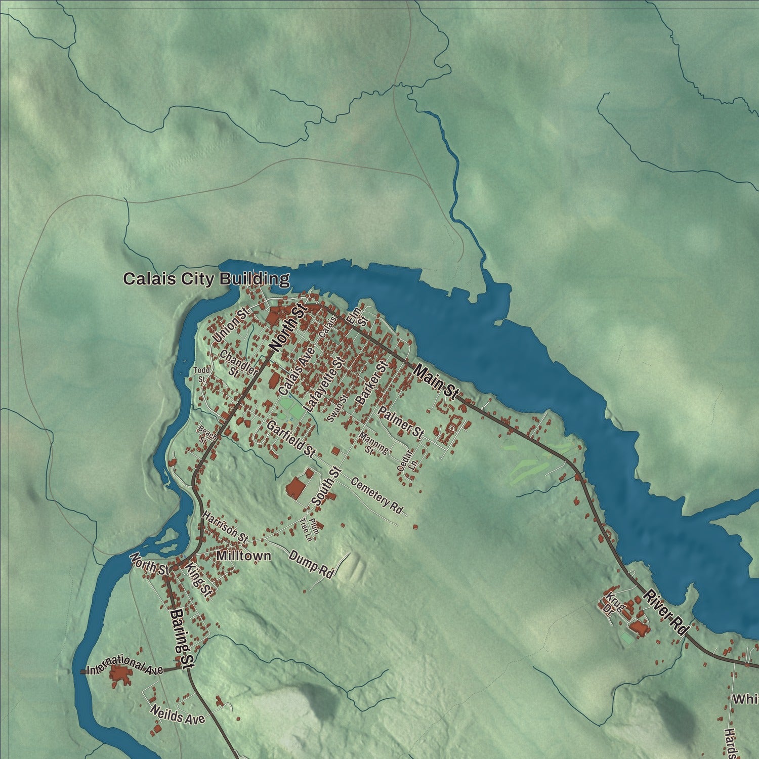 Street and neighborhood detail from the Calais, Maine map
