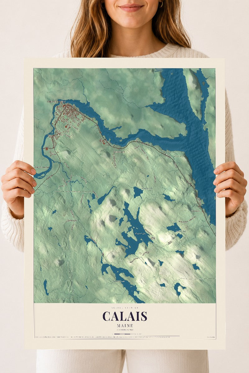 Calais, Maine map print - 18 x 24 archival matte print