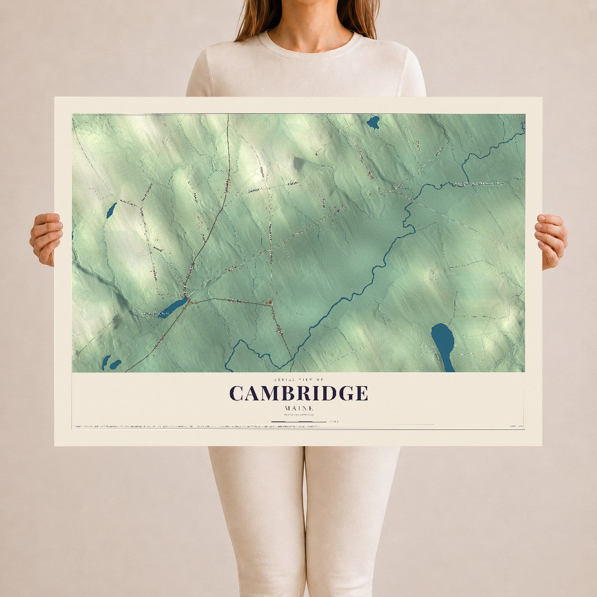 Cambridge, Maine map print - 24 x 36 archival matte print