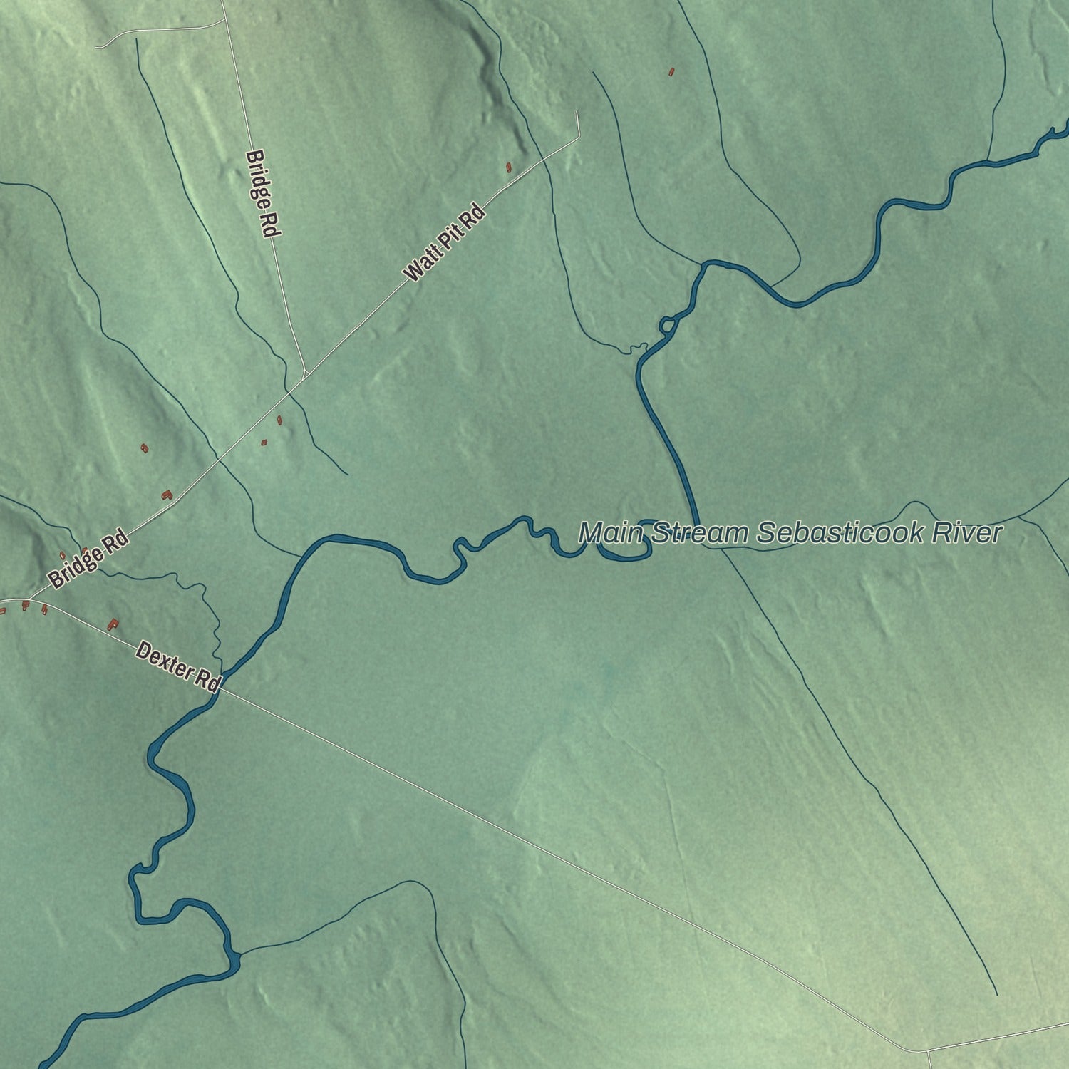 Terrain and local geography detail from the Cambridge, Maine map