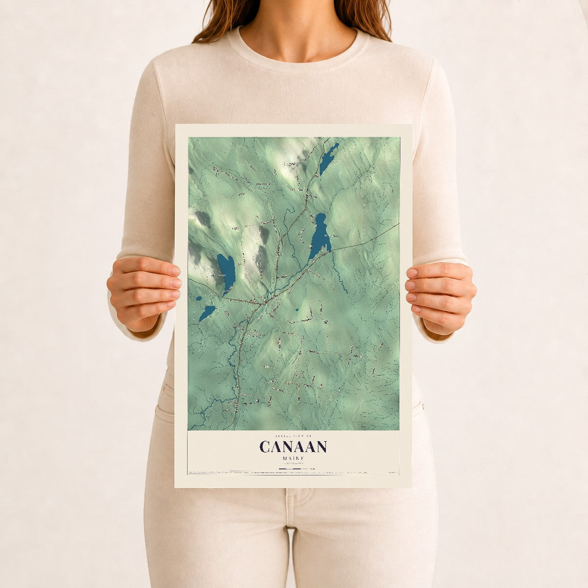 Canaan, Maine map print - 12 x 18 archival matte print