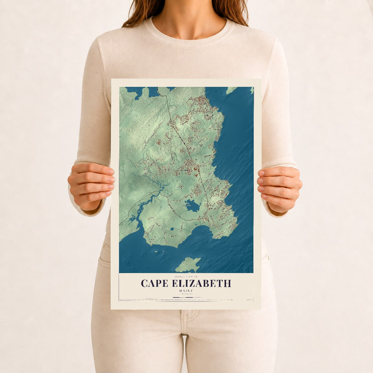 Cape Elizabeth, Maine map print - 12 x 18 archival matte print
