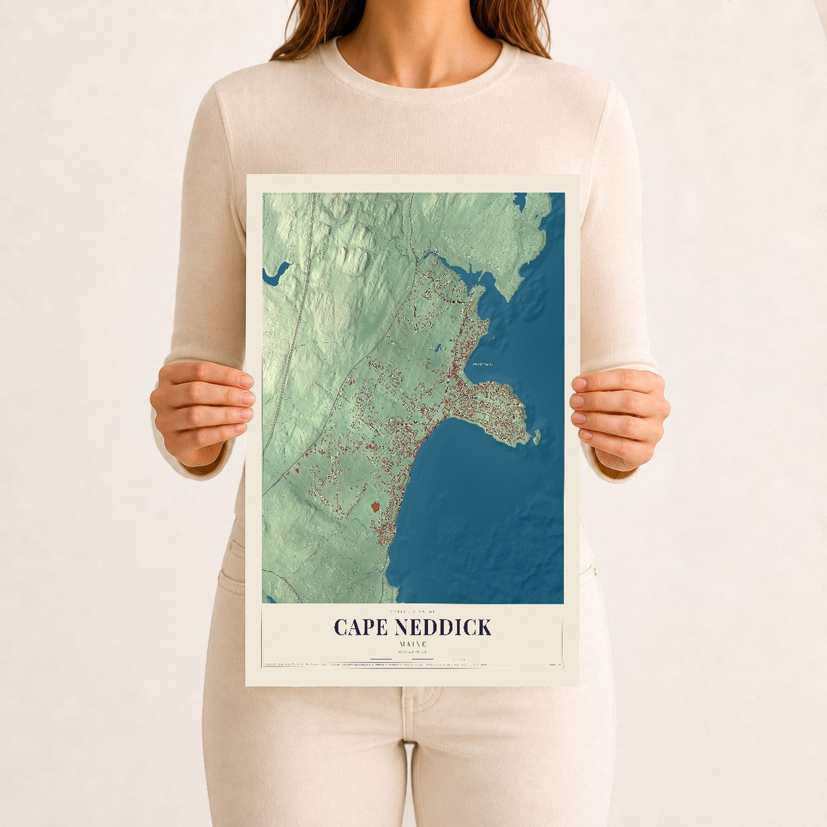 Cape Neddick, Maine map print - 12 x 18 archival matte print