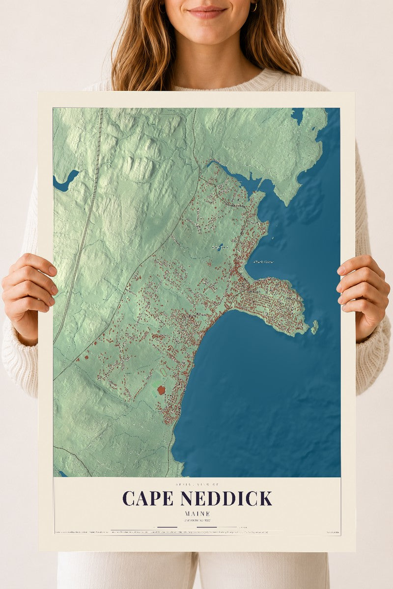 Cape Neddick, Maine map print - 18 x 24 archival matte print