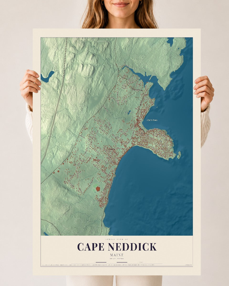 Cape Neddick, Maine map print - 24 x 36 archival matte print