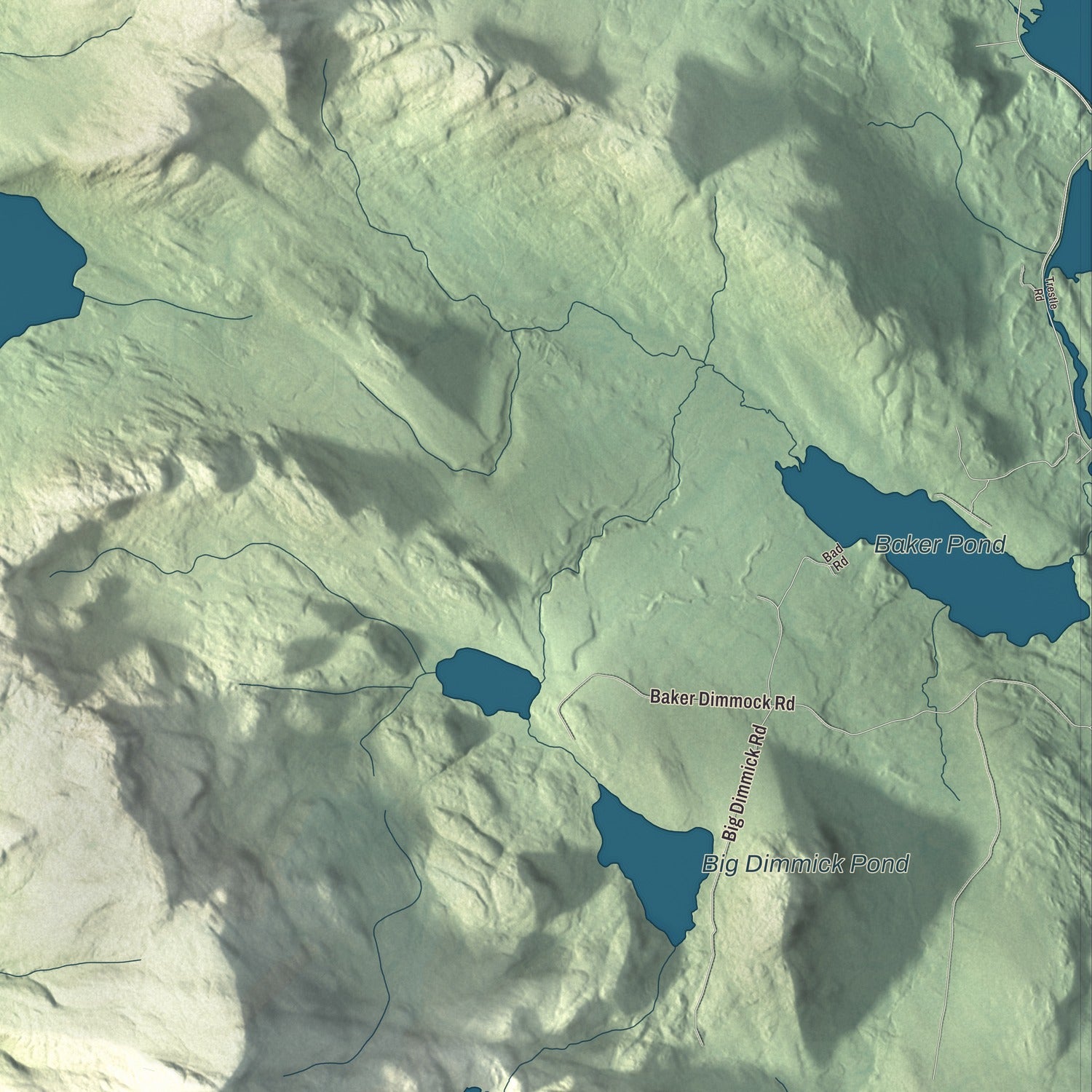 Terrain and local geography detail from the Caratunk, Maine map