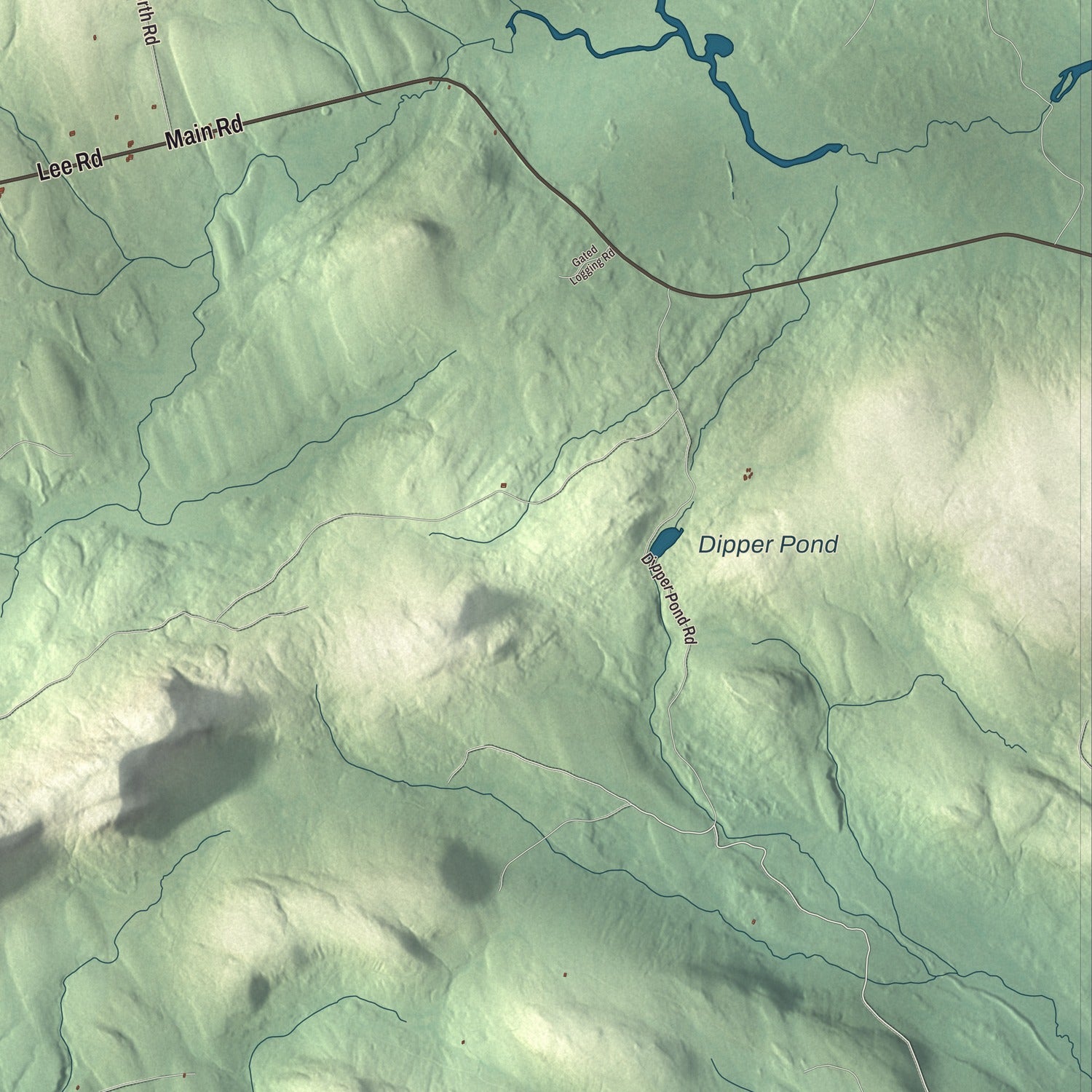 Terrain and local geography detail from the Carroll, Maine map