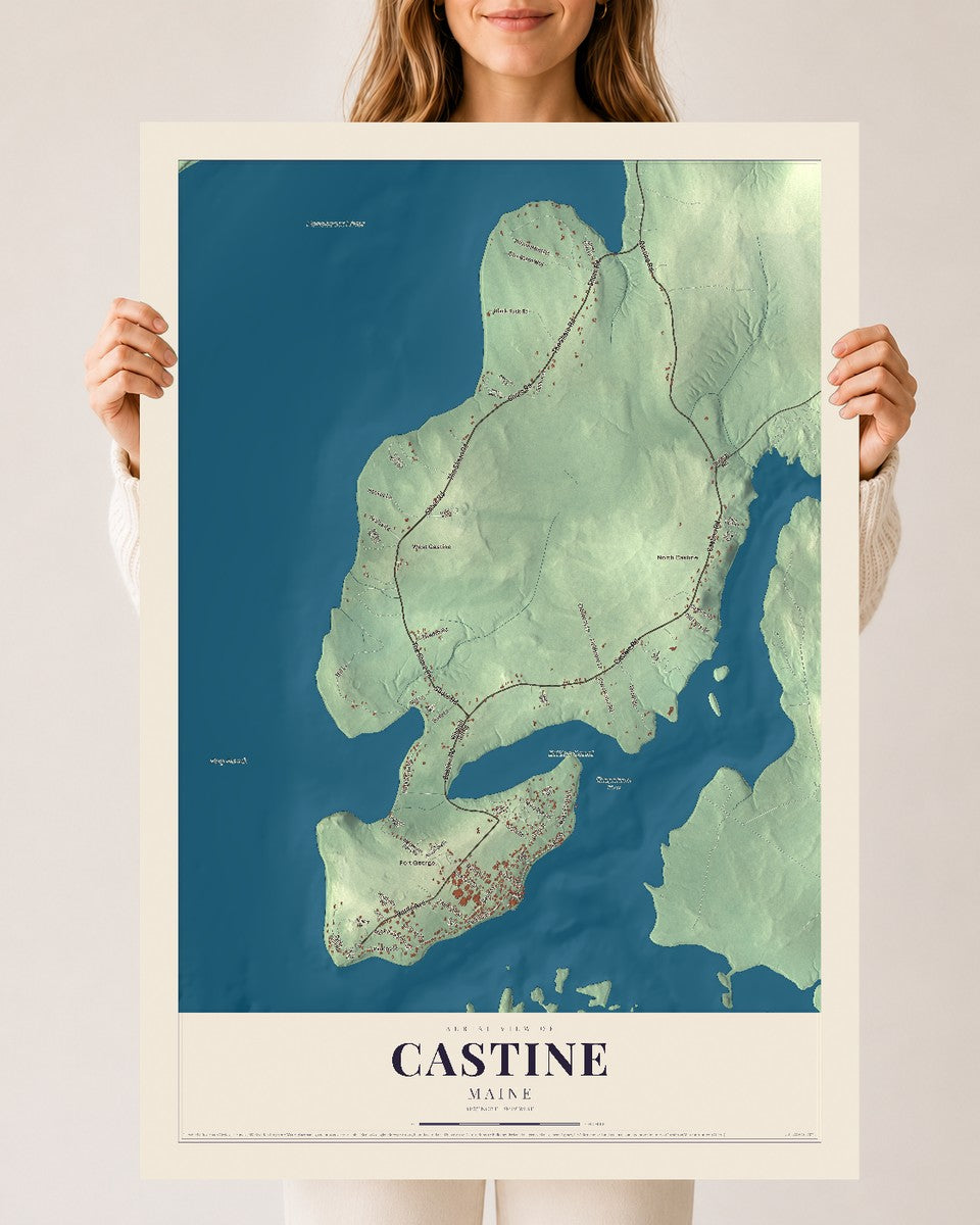 Castine, Maine map print - 24 x 36 archival matte print