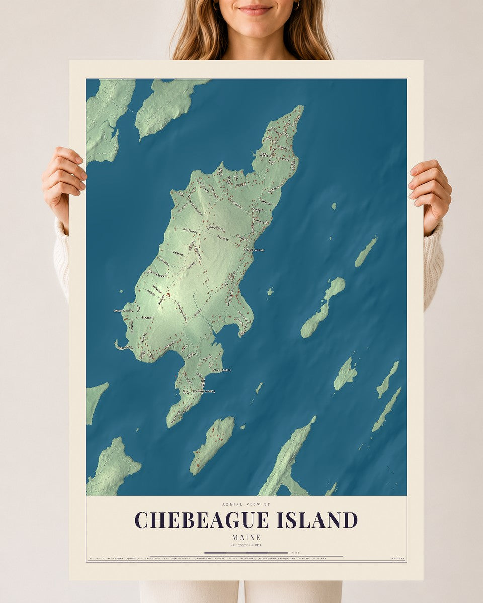 Chebeague Island, Maine map print - 24 x 36 archival matte print