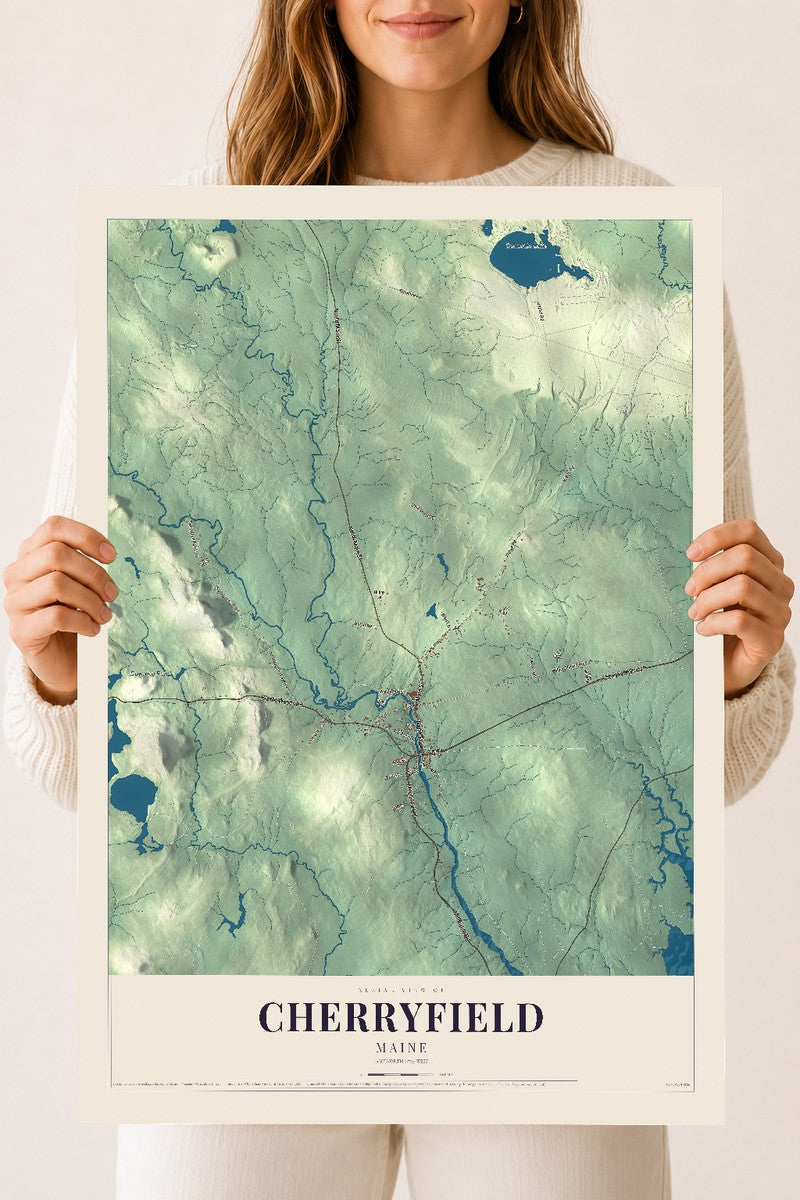 Cherryfield, Maine map print - 18 x 24 archival matte print